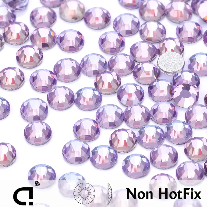 DUCRYSTAL Champagne Vitrail/Pink Violet/Rose Vitrail Non Hot Fix Glass Crystal Round Flat back strass per Nail Arts abbigliamento