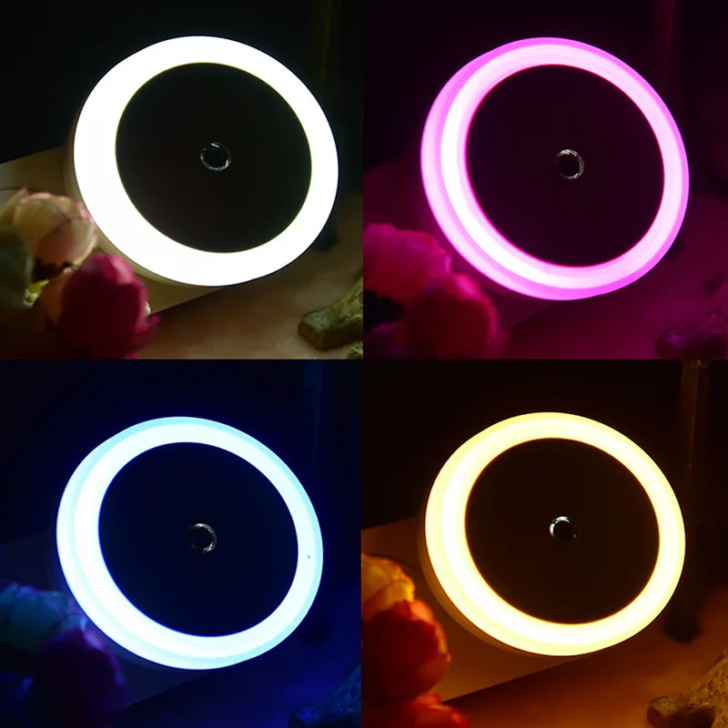 Mini LED Night Light EU/US Plug In Dusk To Dawn Sensor Wall Nights Lamp Square For Bedroom Hallway Stairs Corridor 220V 110V