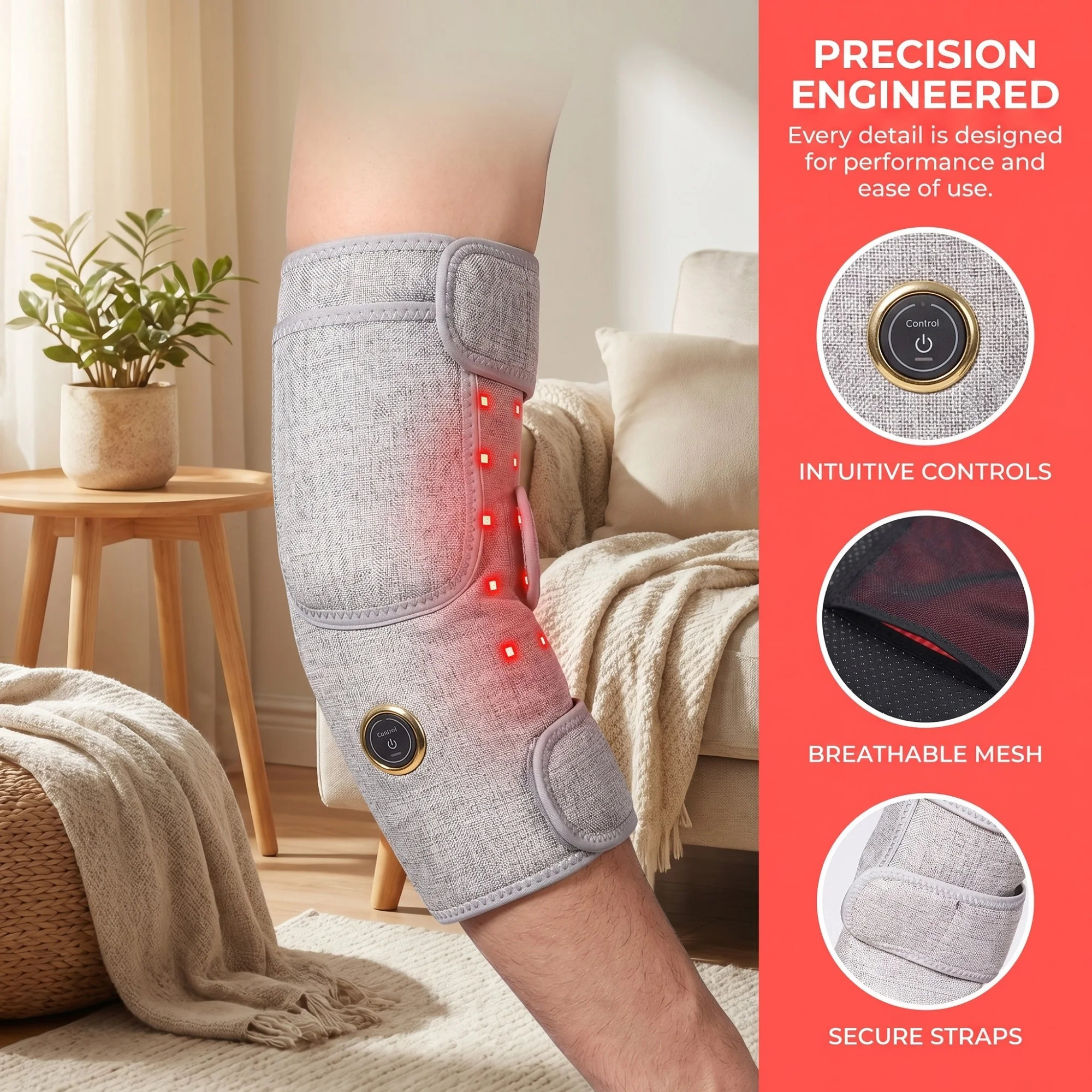 660&850nm Red Light Heating Massage Pad for Elbow Brace Joint Fatigue Relief Near Infrared Light Devices Pad Relief Relax Muscle