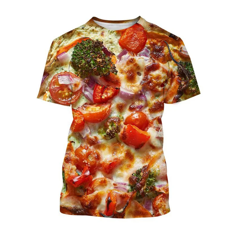 Food Sausage Pizza 3d Printed T-shirt Men Summer Casual Short Sleeve Tees Funny Hip Hop Party Cosplay Tshirt Top Unisex Clothes