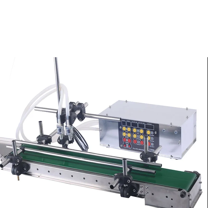 DIY-P200 Automatic Double Heads Filling Machine With Conveyor Two Nozzles Filler  Liquid Bottle Fully Auto Model With Sensor