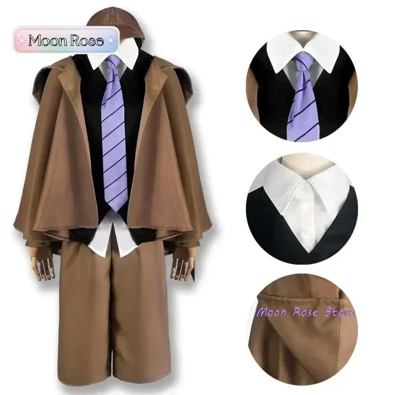 Edogawa Ranpo cosplay Bungo Stray Dogs Costume Detective Uniform Suit Edogawa Rampo Outfits with Hat for Halloween Comic Con