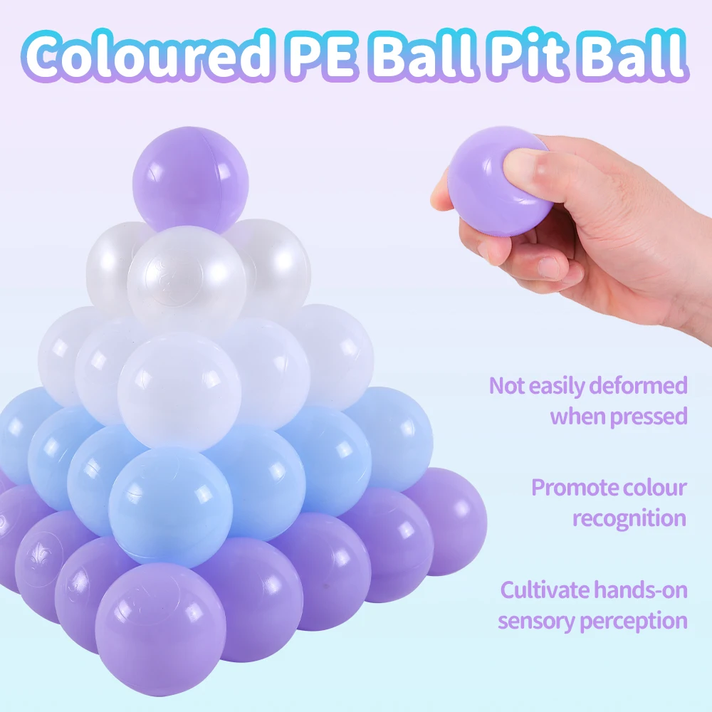 5.5CM 100pcs PE Ball Pit Balls Crush Proof Plastic Balls With Reusable Net Bag for Kids Activity Center Play House Toys