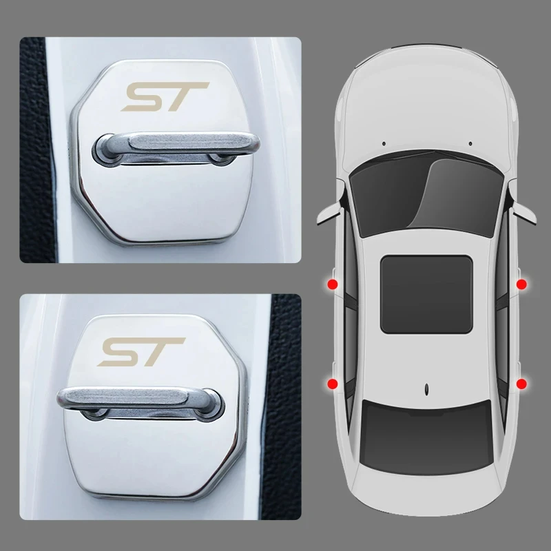 4Pcs Metal Car styling Door Lock Cover Stickers For Ford ST Fiesta Focus Edition Car KUGA Mondeo Ecosport Car Auto Accessories