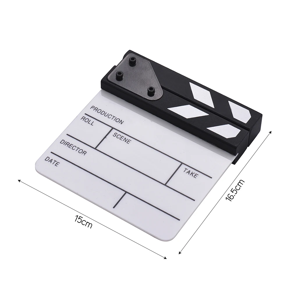 Andoer Compact Size Acrylic Clapboard Clapper Board Dry Erase TV Movie Film Cut Action Scene Clapper Board Black & White Stick