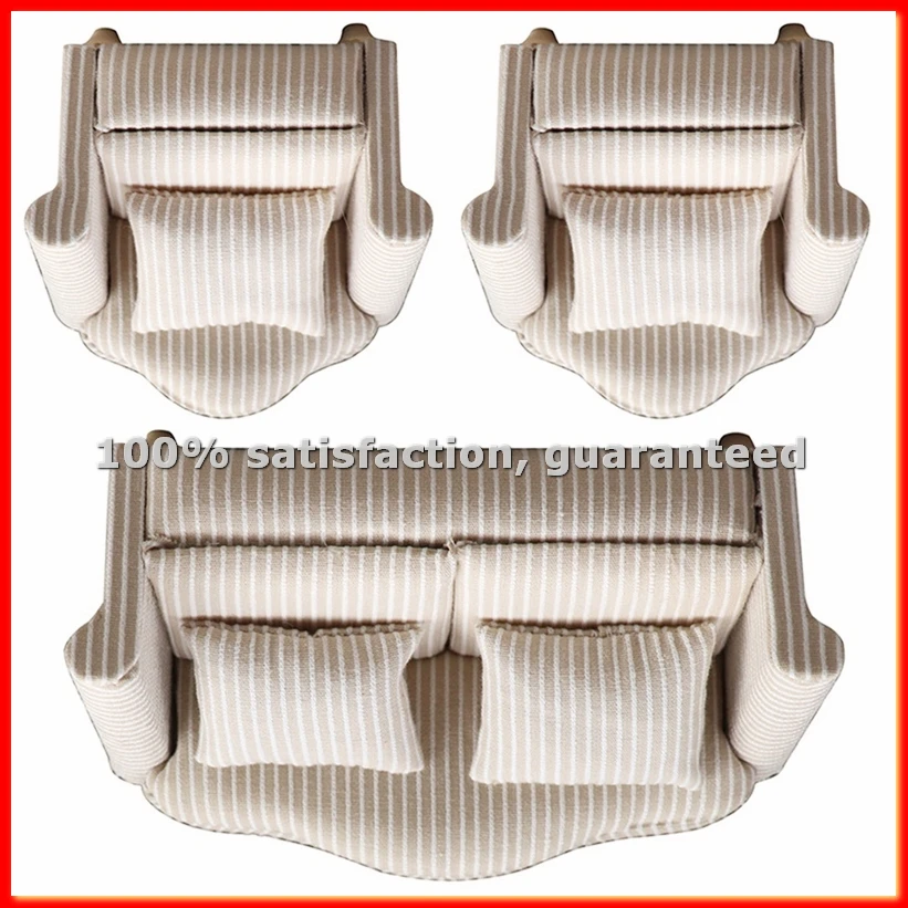 1: 12 Mini Furniture Sofa DIY Decoration Doll House Mini Furniture Living Room Furniture White Beige Sofa with-ABAM
