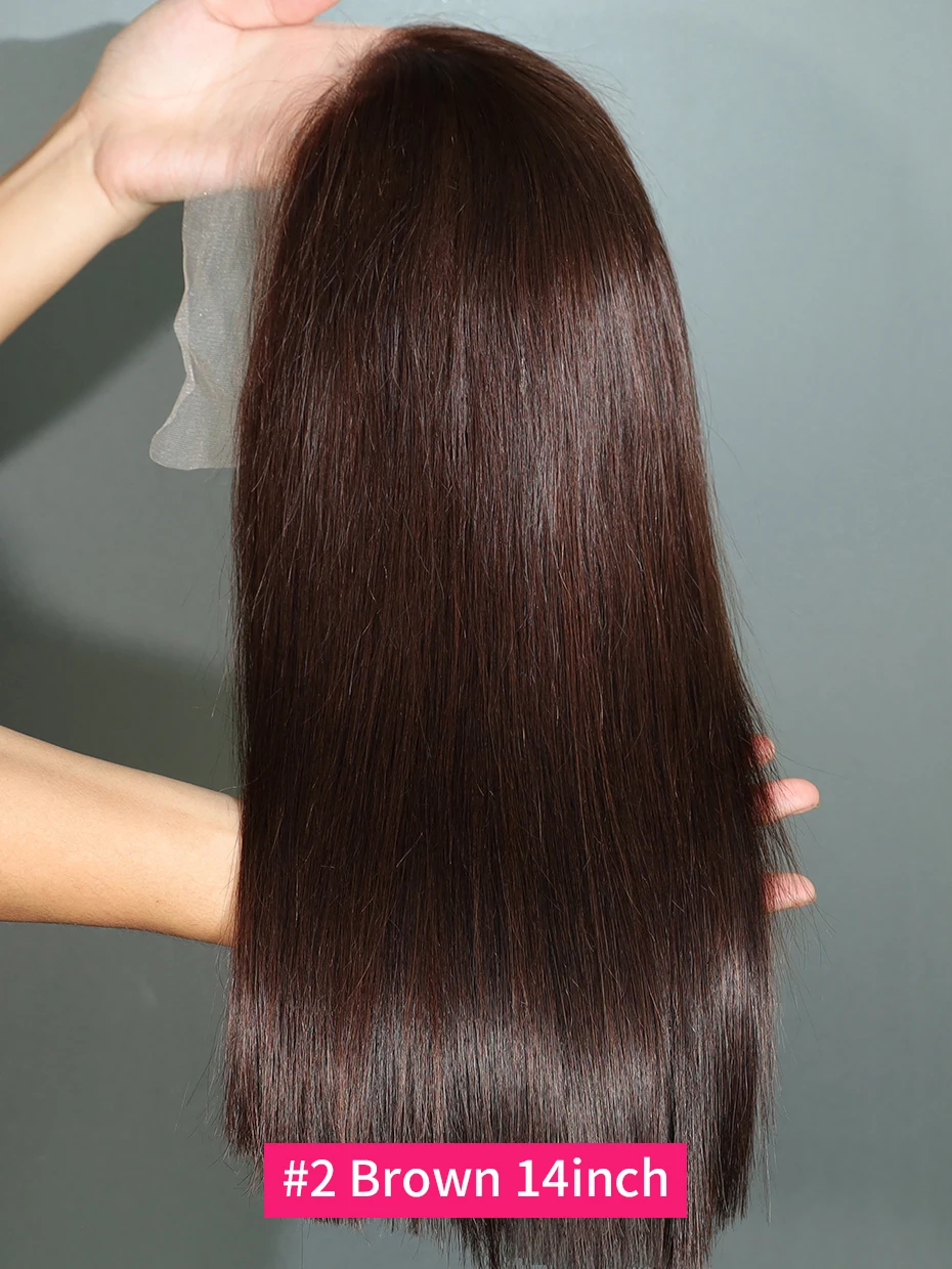 #2 Brown Raw Hair Vietnamese 250 Density 100% Human Hair Lace Frontal Wigs Straight 13x6 13x4 Bob Wig Lace Front Human Hair Wigs