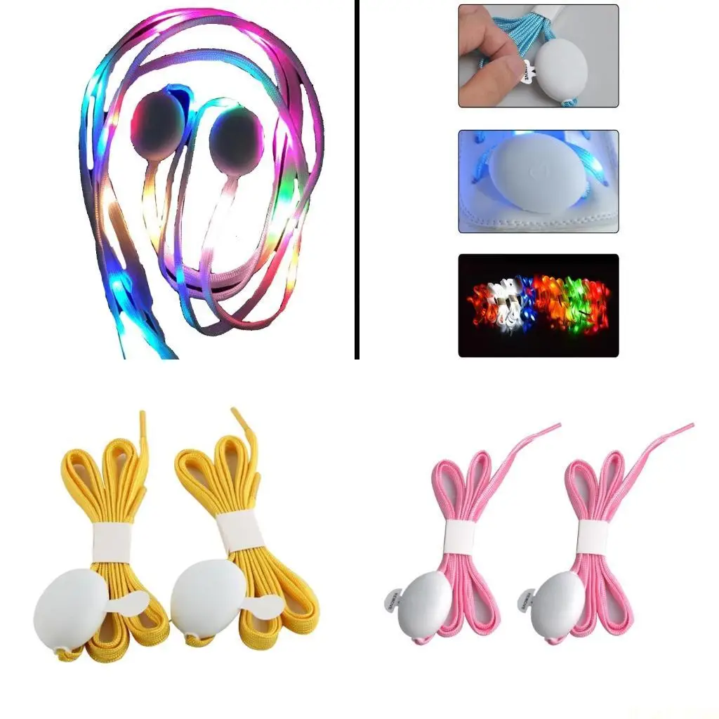 

M5TC Спортивная обувь Шнурки светятся в темной ночи Цветные шнурки со светодиодными мигающими огнями