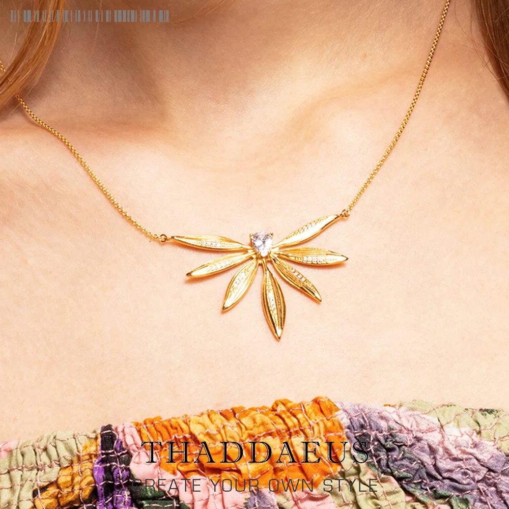 

Necklace Leaves Large Spring Brand New Jewelry Europe 925 Sterling Silver Gift For Women