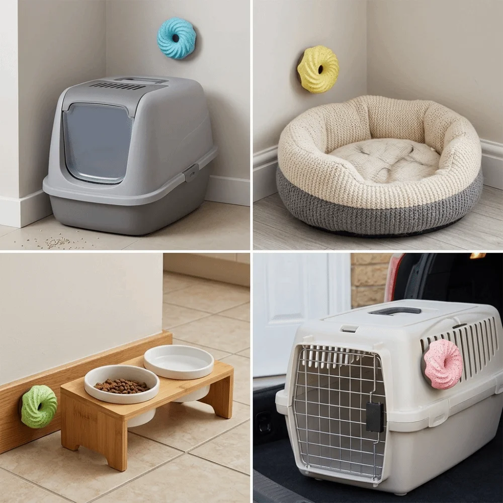 4pcs Donut Shaped Pet Deodorizer Light Fragrance Mini Portable Litter Box Odor Remover Long Lasting Non Irritating
