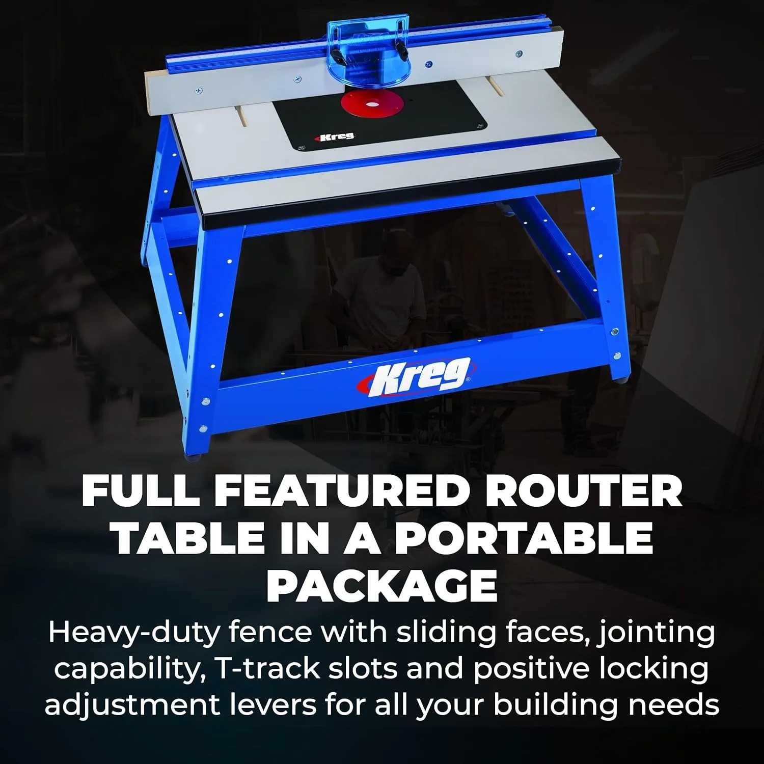 Kreg PRS2100 Bench Top Router Table - Full Size Portable Router Table - Workshop Router Table - Workbench Accessory