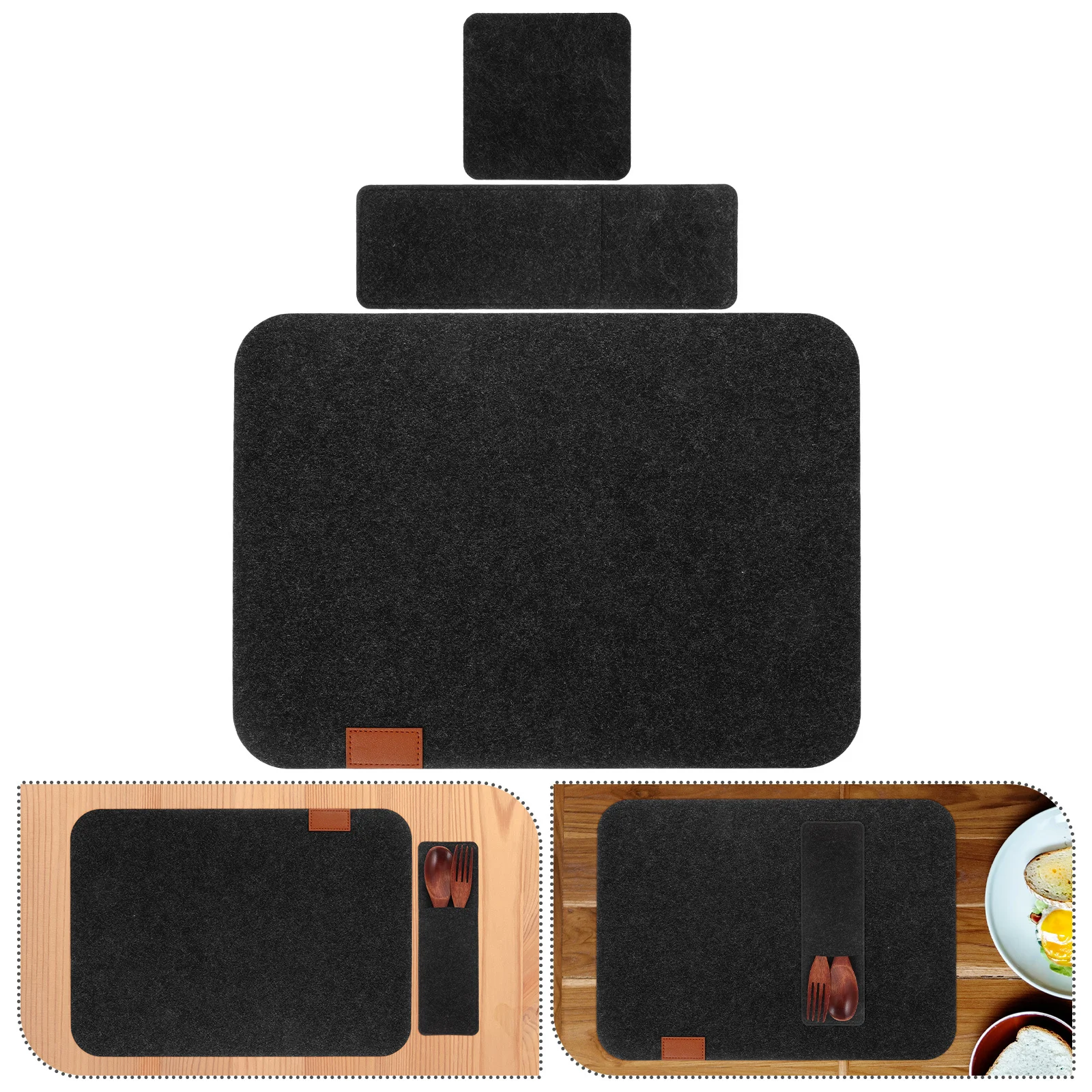 

4 set Felt Placemats Coasters Set Wipeable Water Oil Resistant Reusable Heat Insulation Table Mats For Dining Home Restaurant