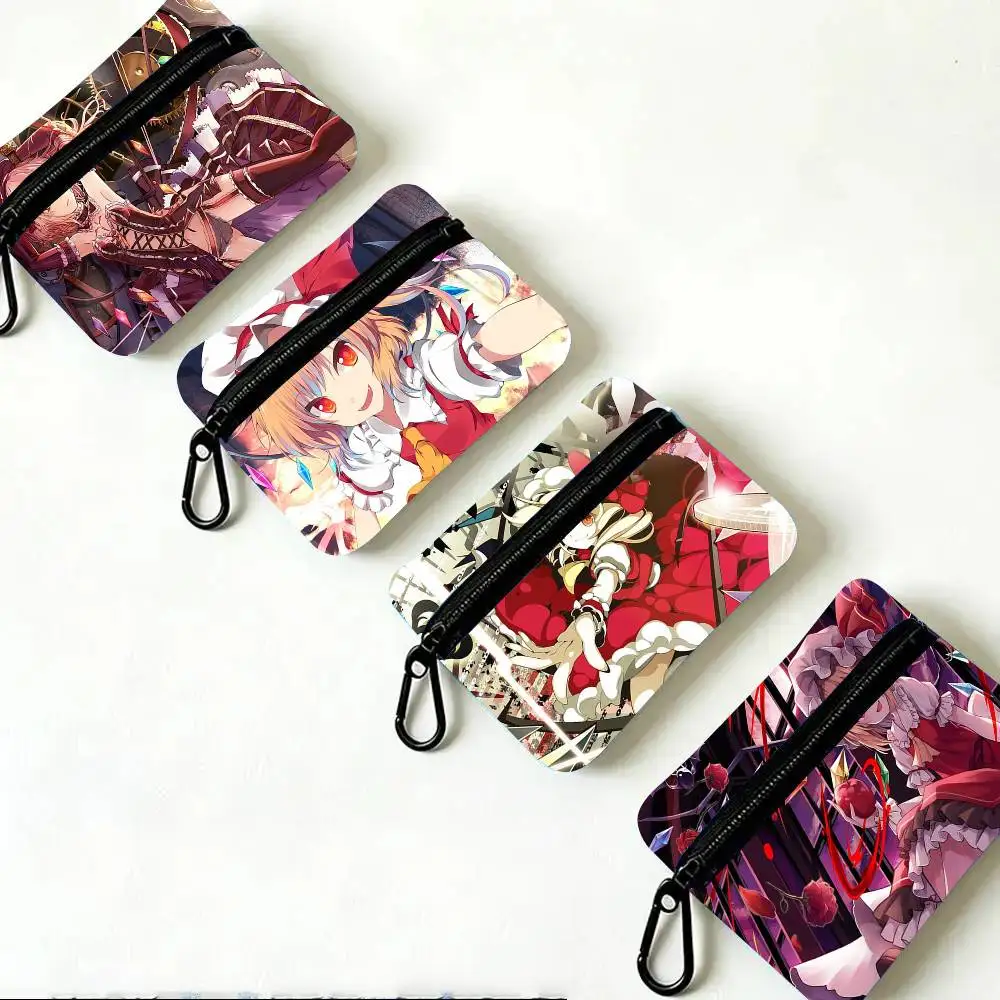 Touhou Project Flandre Scarlet Anime Oxford Fabric Wallet With Zipper Hanging Multifunctional Bag For Credit Cards Keys Coins
