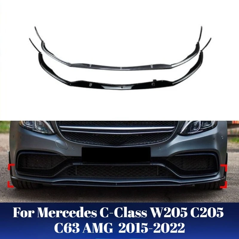 

For 15-22 Mercedes-Benz C-Class W205 C205 Coupe C63 AMG Car Front Lip Spoiler Splitter Wind Knife Exterior Accessories Body Kit