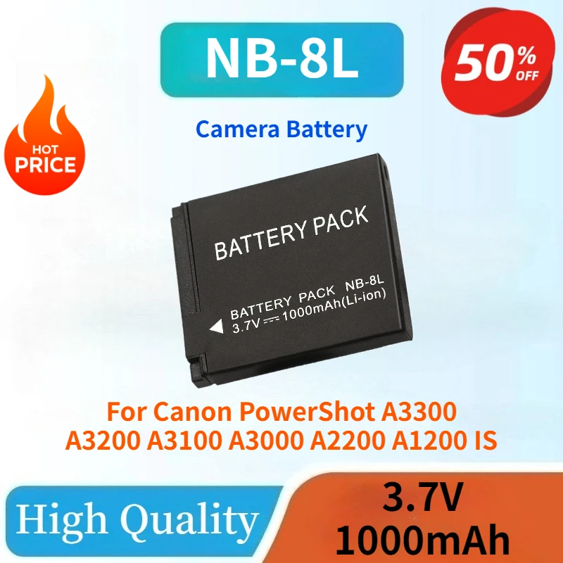 New 1-3PCS NB-8L NB8L 3.7V 1000mAh Replaceable Battery For Canon PowerShot A3300 A3200 A3100 A3000 A2200 A1200 IS Camera Battery