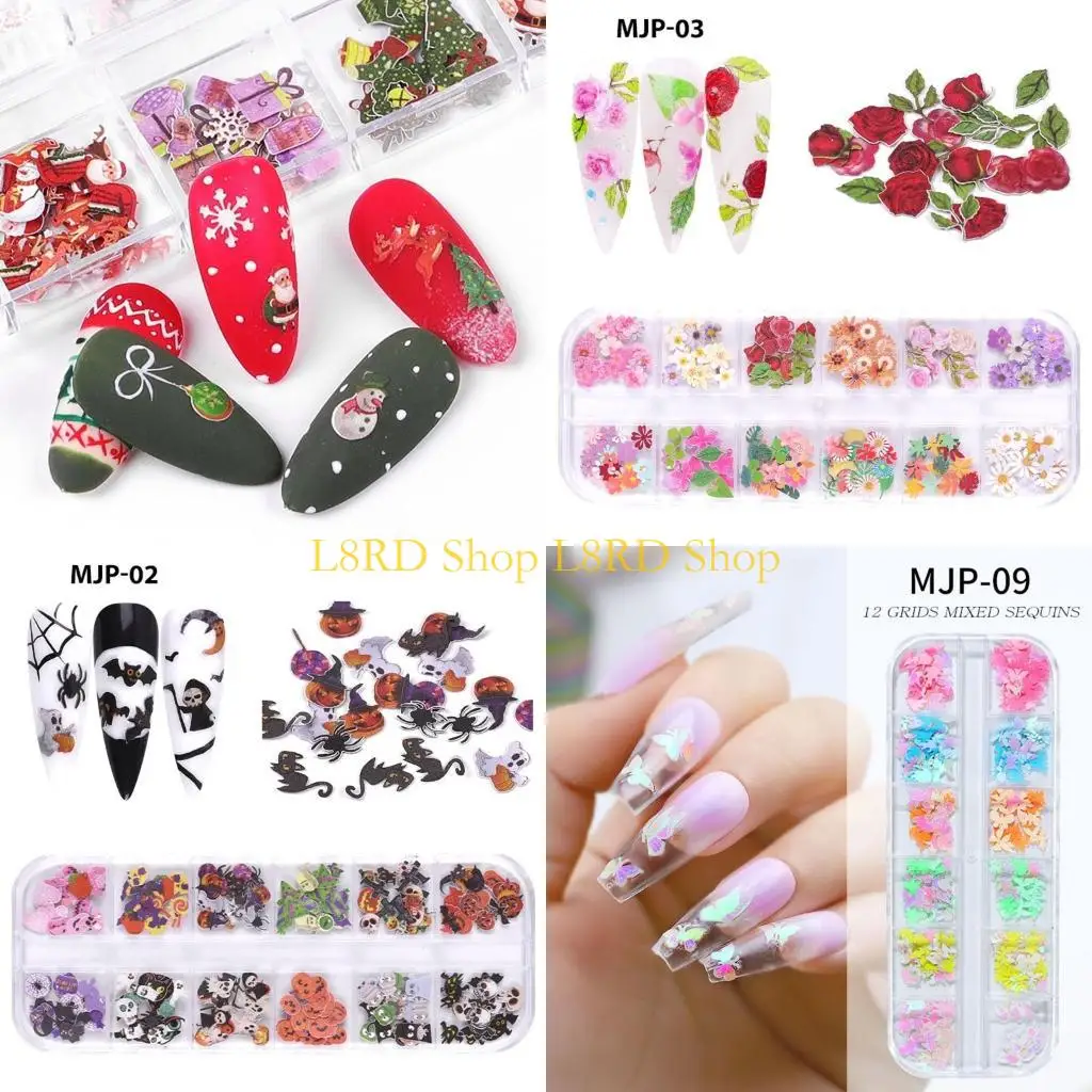 

L8RD Christmas Pulp Art Special Flower for Butterfly Sequins Halloween Thin Art Decals Stickers