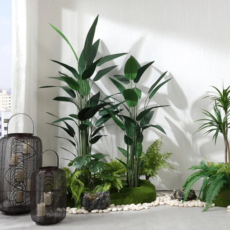 

Bird of Paradise Bonsai Living Room Decoration Fake Tree Fiddle Leaf Ficus Simulation Potted Plant Wholesale