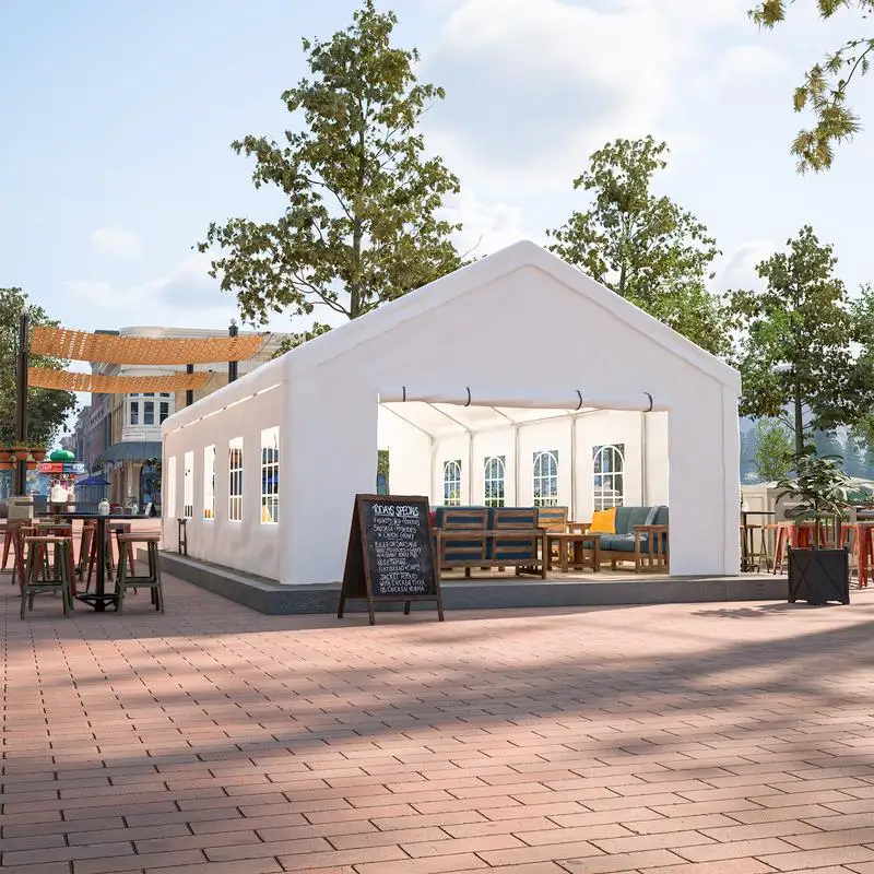 

Палатка с навесом для вечеринок 16x32 футов с сумками для хранения и съемными боковыми стенками для мероприятий на открытом воздухе, кемпинга, барбекю, свадеб, карманов и