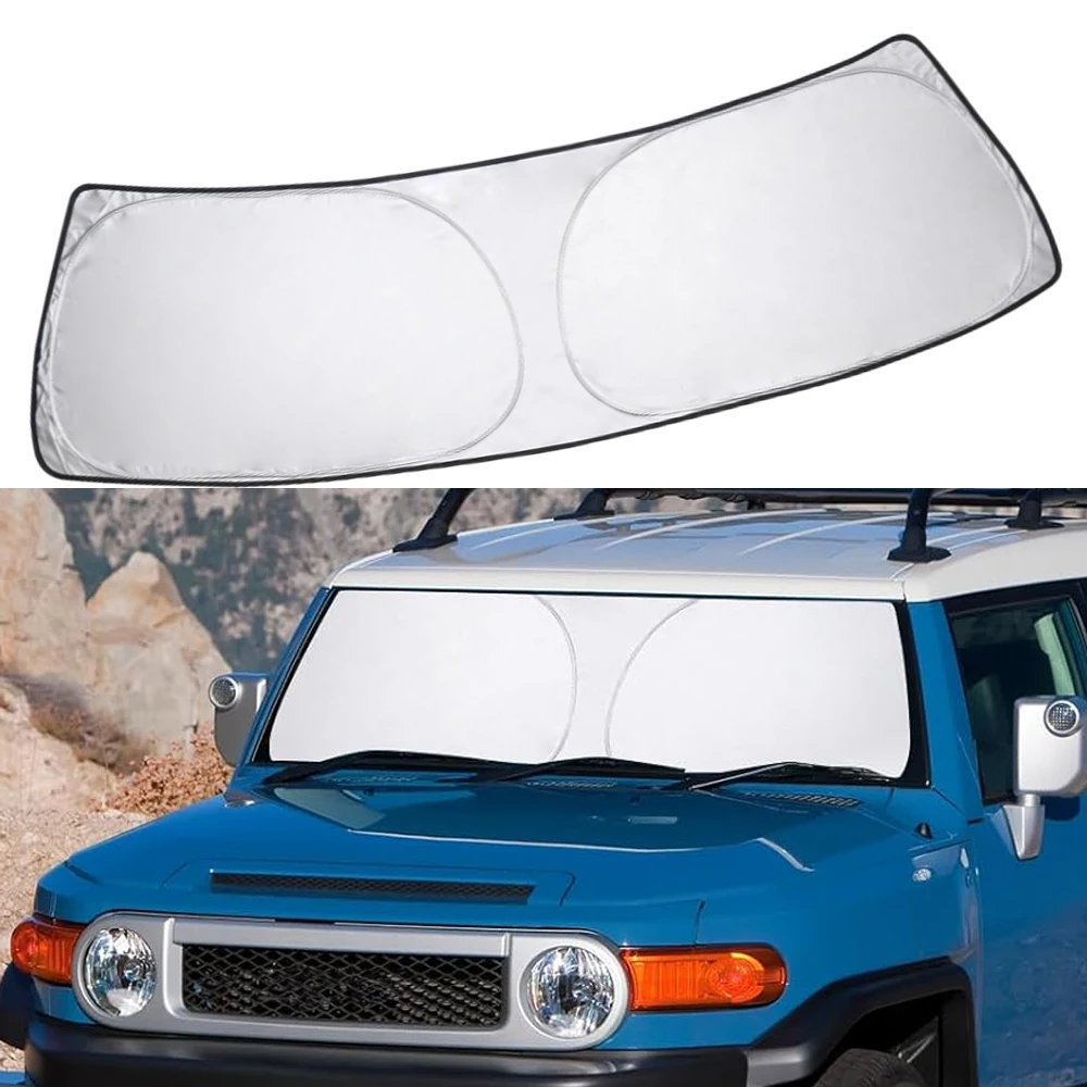

Folding Sunshade Protector Dual-Layer Sunshade Custom For Toyota FJ Cruiser Sport Utility 2007-2014 Front Windscreen Shade Visor