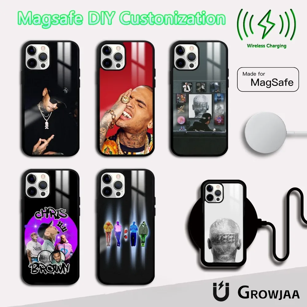 C-Chris B-Brown American Rapper Phone Case For IPhone 16 15 14 13 12 11 Pro Max Plus Mini Magsafe Mirror Wireless Magnetic Cover