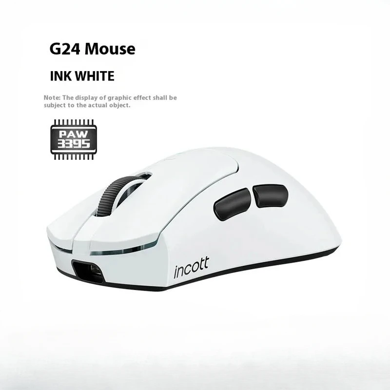 Incott G24 Wireless Mouse 2 mode 8k Fast Charge Paw3395 Gaming Mouse Hot Swap Lightweight Ergonomics PC Gamer Accessories Gift