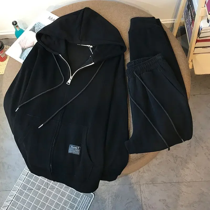 

Women's Casual Sports Suit 2024 Spring and Autumn New Korean Loose Hooded Sweater Pants 2 Two Piece Set Large Plus Size Clothing