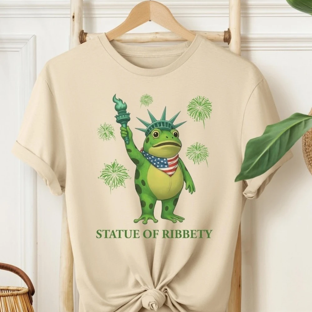面白いポートランドカエル抗議シャツリベティ像 Tシャツ自由カエル Tシャツ男性女性ファッションカジュアルクルーネックコットン Tシャツトップス
