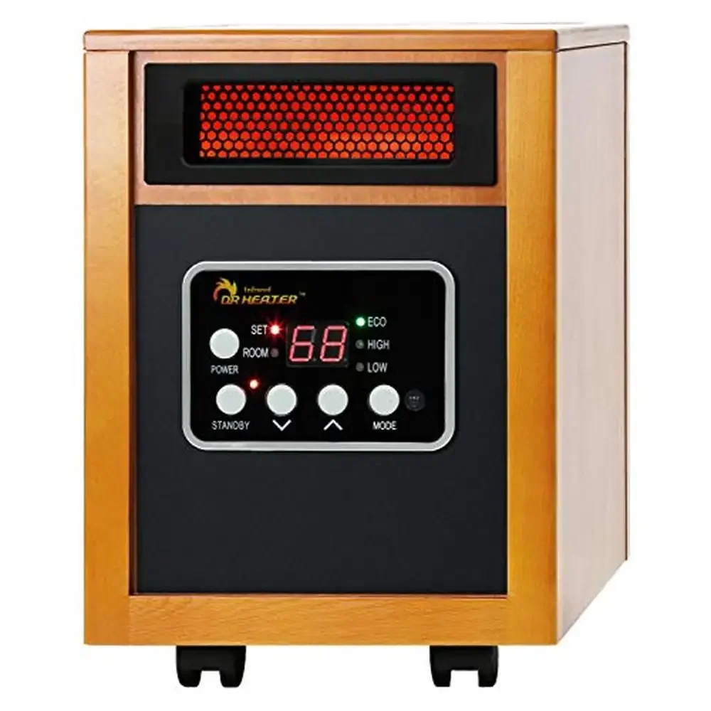 Portable Infrared Quartz Space Heater 1500 Watts Large Room Heater with Remote Control and Timer Energy Saving Mode Dual Heating