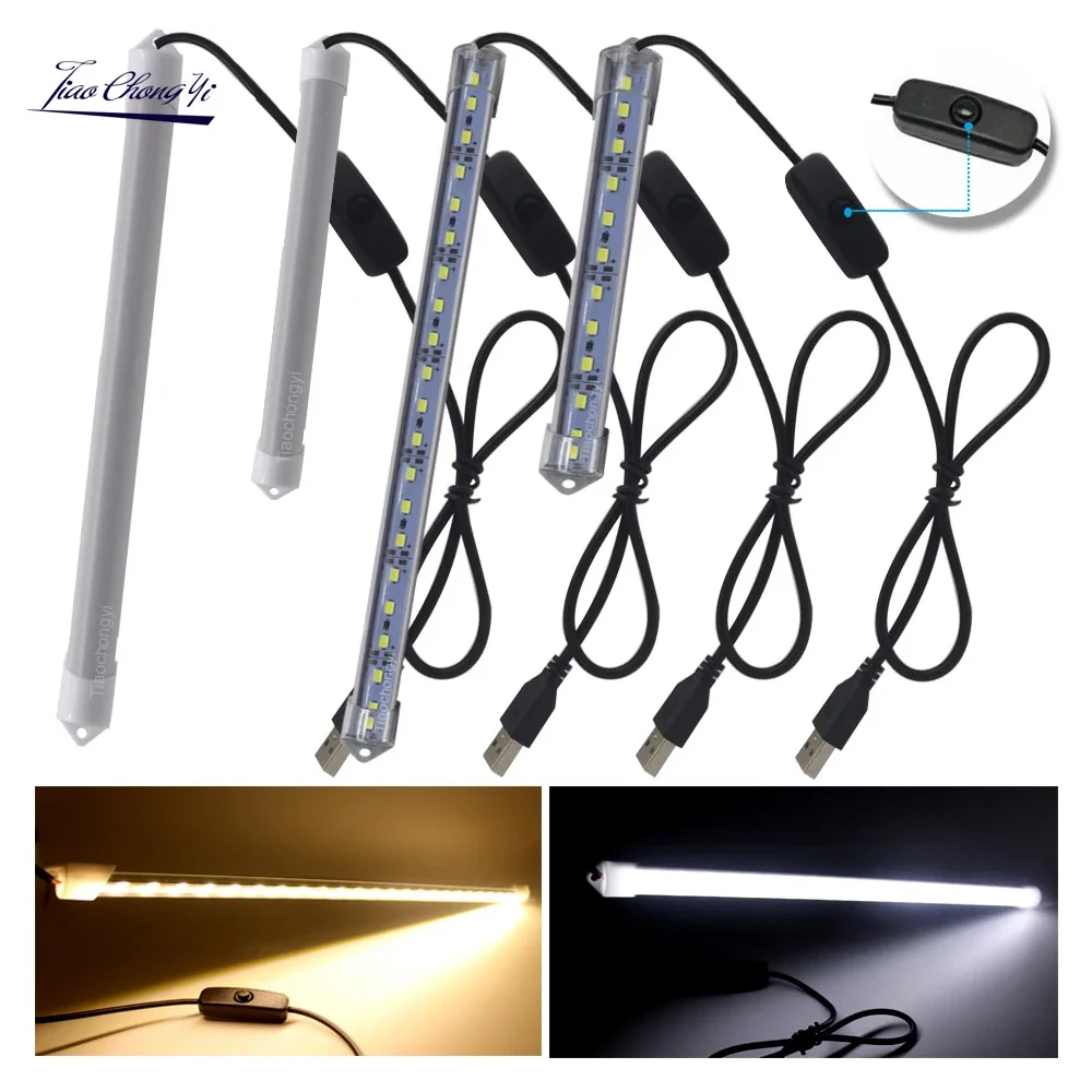 10/20/35/40/50cm USB 5V 5630 światła typu LED Bar sztywna listwa LED LED z przełącznikiem pod szafką szafa kuchenna lampa oświetlenie pokoju