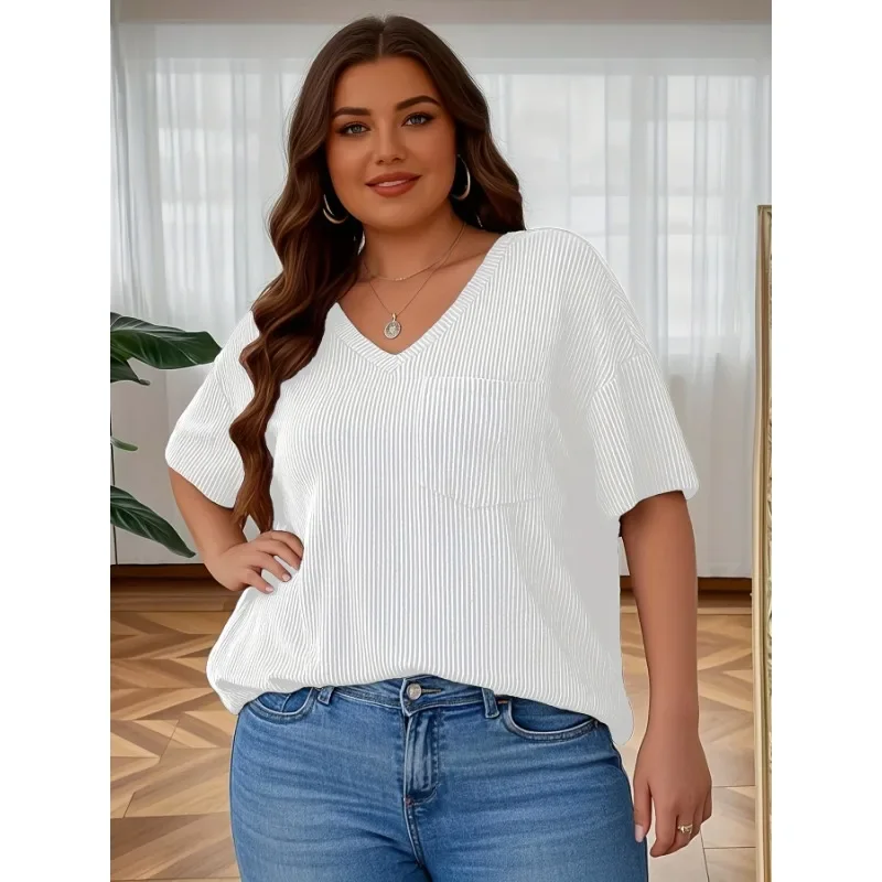 

Plus Size New Womens Long Sleeve Cotton T Shirts Women Short Sleeve Rib V Neck T Shirt Summer Light Weight Long Sleeve Top