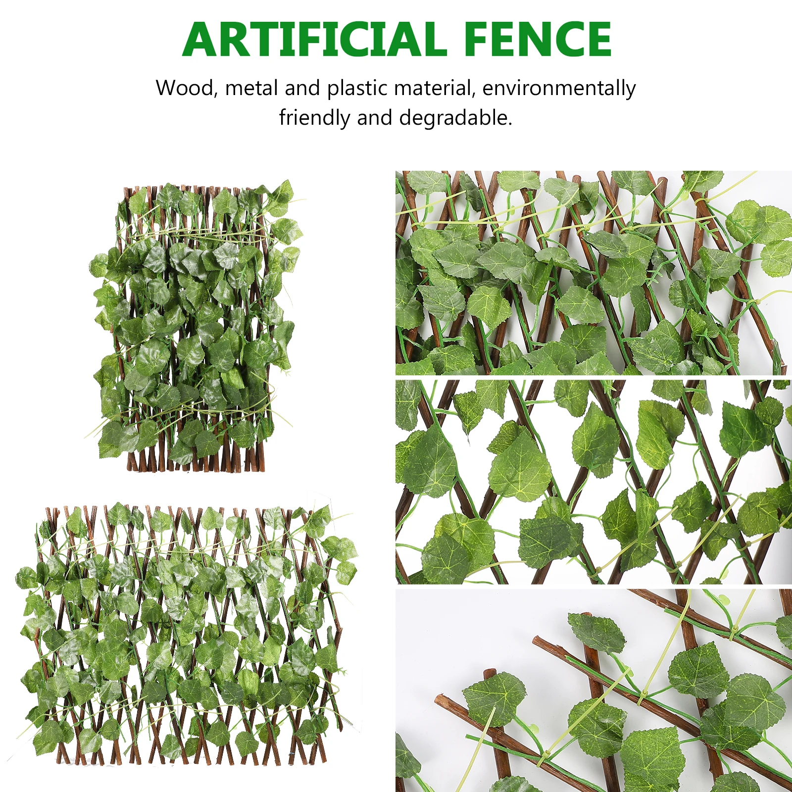 

Artificial Miniature Plastic Leaf Hedges Decor Privacy Picket Small Garden Decorations Fake Fence Decor Garden Fence Yard Gate