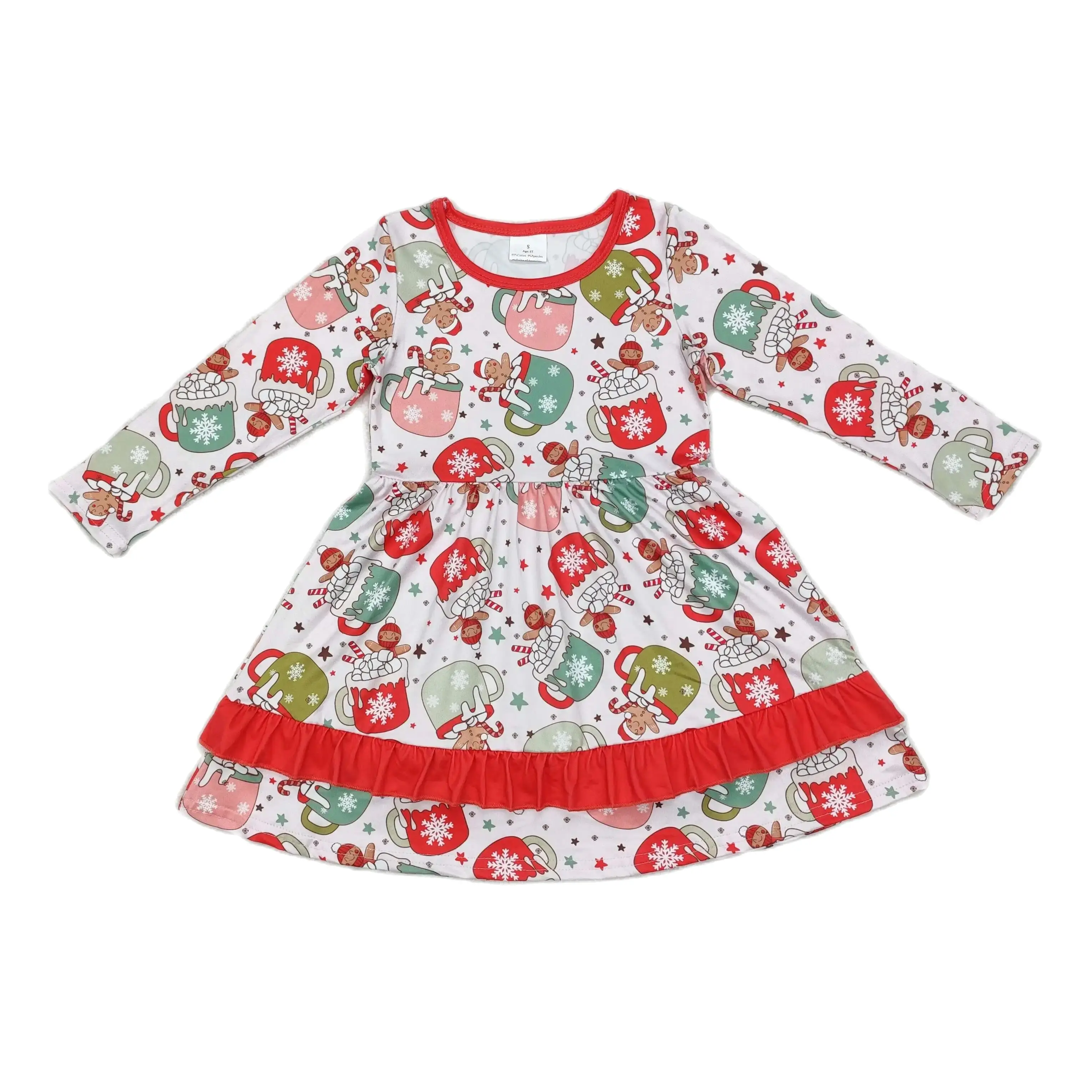 

Wholesale Baby Girl Twirl Long Sleeves Dress Infant Toddler Christmas Candy Bows One Piece Kids Children Knee Length Clothing