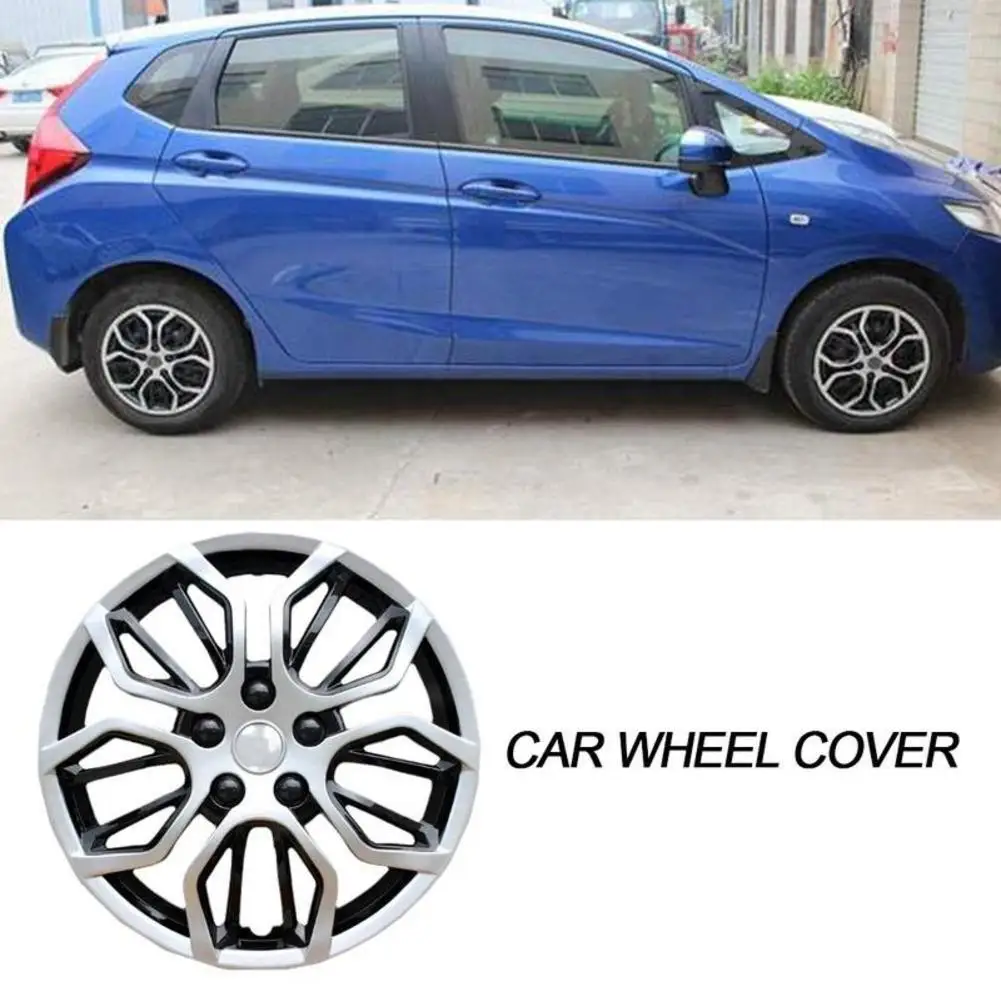 15.47in Universal Car Wheel Hub Cover Silver Black Wheel Cover Center Caps Spoke Clip Decorative Styling Hubcap Car Accessories