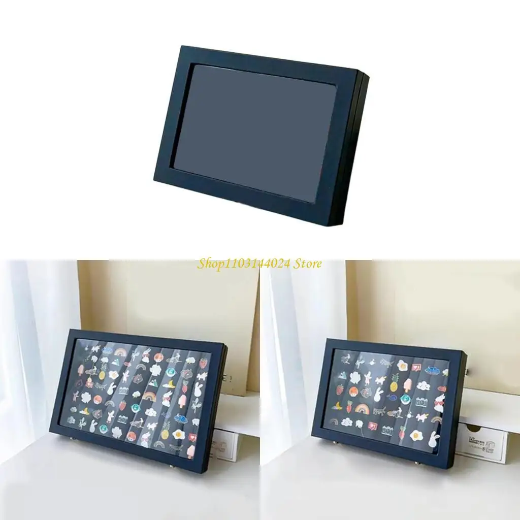 

N5KE Elegant Plush Lined Pin Display Box Sturdy Tabletop Medals Display Box Functioanl Large Plush Pin Organizers