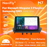 Android 14 Wireless CarPlay Navigation Multimedia Player for Renault Megane 3 Fluence Samsung SM3 (2008-2014) Auto Radio UIS7870