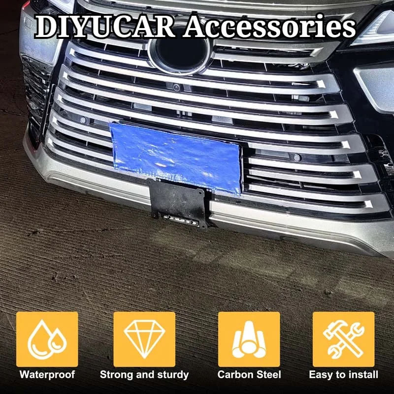 For Lexus LX 2022-2026 Carbon Steel Black Car Front License Plate Holder Trim Exterior Accessories(USA Country)