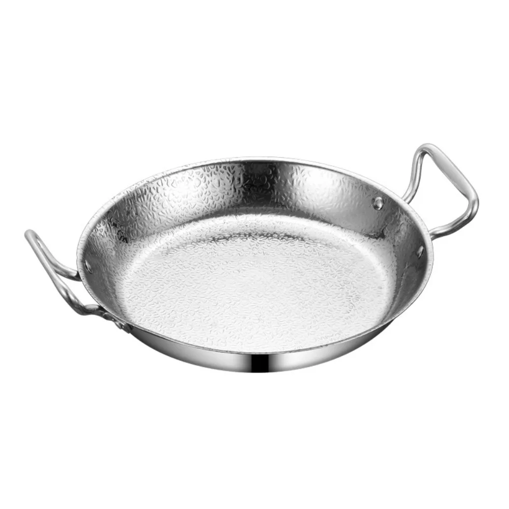 Olla de Acero Inoxidable para Paella, con Asas, Fondo Plano, para Mariscos, Fideos, Caldo, Dorada/Plateada