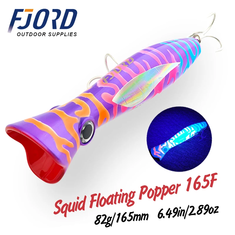 FJORD Poppers przynęta na ryby morskie 165mm 82g pływające twarde przynęty w kształcie litery Z tempo przez konstrukcję drutu rzeczy wędkarskie akcesoria