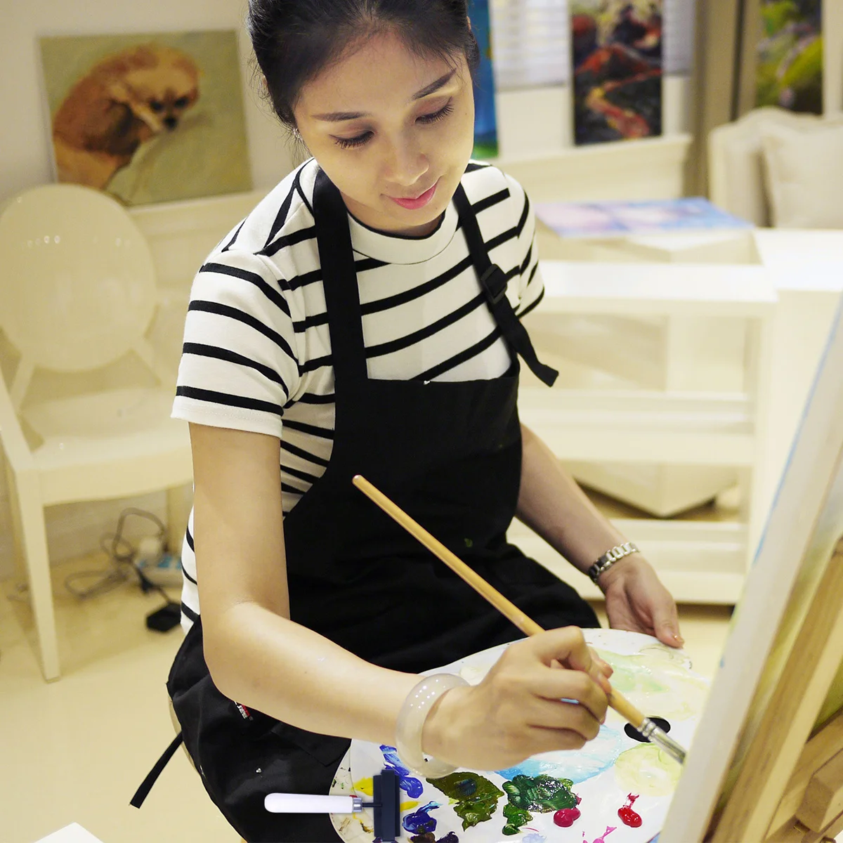 بكرة طلاء خشبية احترافية مقاس M، بكرة حبر متينة سوداء لطباعة الختم، أداة رسم سهلة الإمساك