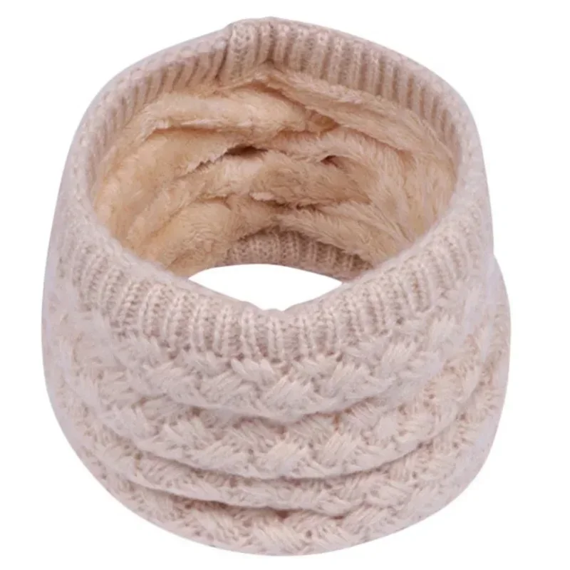 Winter Neck Scarf Knitted thickened Wool Yarn Add Fluff Winter Warm Protective Cervical Spine Loop Outdoor villus Ring Scarf