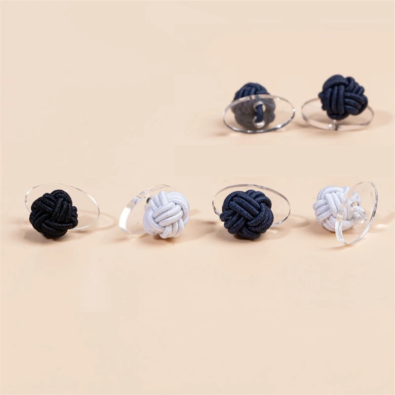 10pcs Elastic Buttons Rope Hand-woven Chinese Style Shirts Cufflinks Buttons Washable