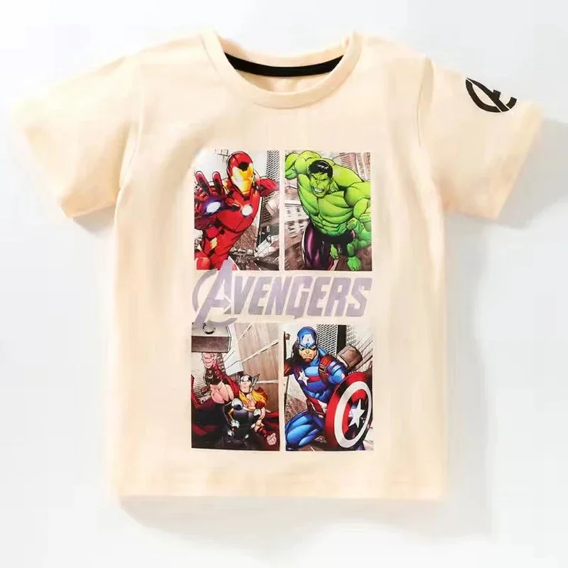 Summer Cartoon Mickey Avengers Spiderman Baby Boys Girls Short Sleeve T Shirts Kids Cotton Clothes Children Tops Tees Costumes