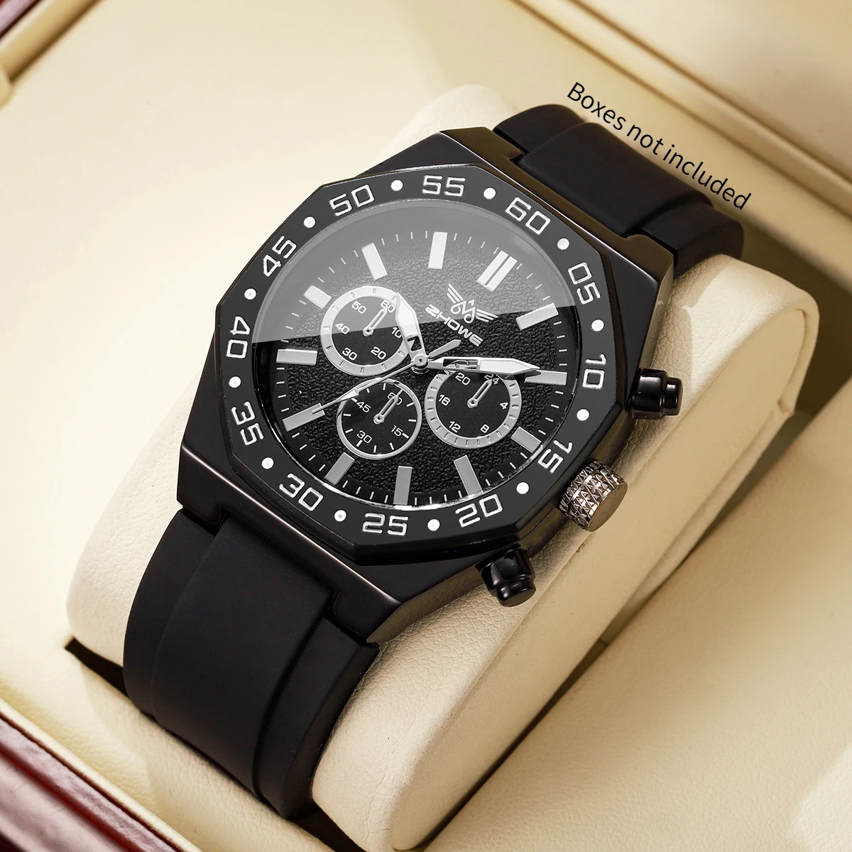 

Fashion Decorative Three-eyes Dial Men Quartz Watch Casual Silicone Band Sports Wristwatches Relogio Masculino (Without Box)