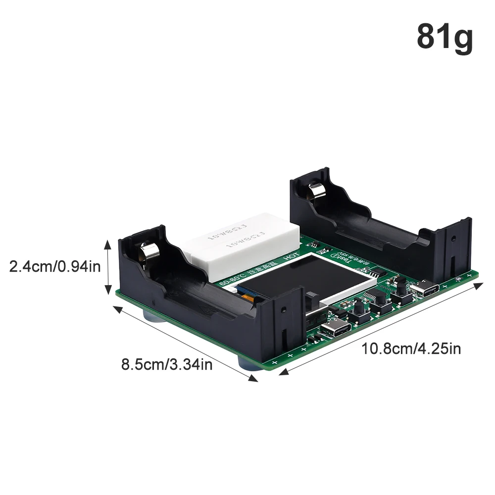 18650 Lithium Battery Capacity Tester Automatic Internal Resistance Tester Battery Power Detector Module Dual Type-C Interface