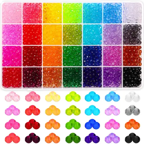 1400Pcs Crystal Beads for Jewelry Making, Small Crystal Acrylic Beads Faceted Jewelry Beads Bicone Gem Beads Jewel for Jewelry