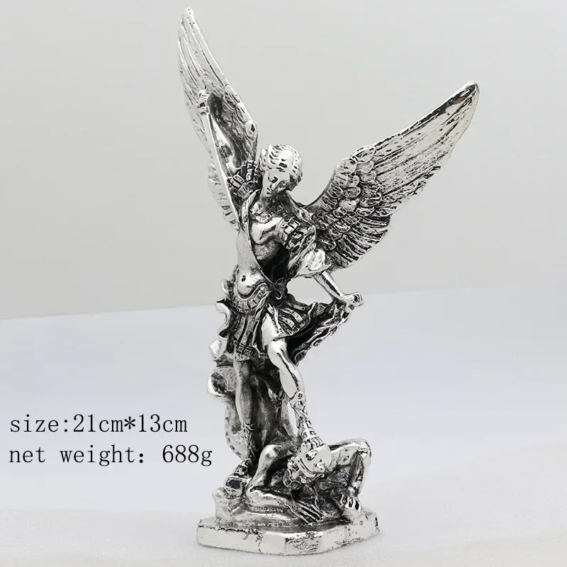 Saint Michael Statue Resin Angel Sculpture Decoration Michael Archangel Defeated Lucifer Tramples Demon Figurine