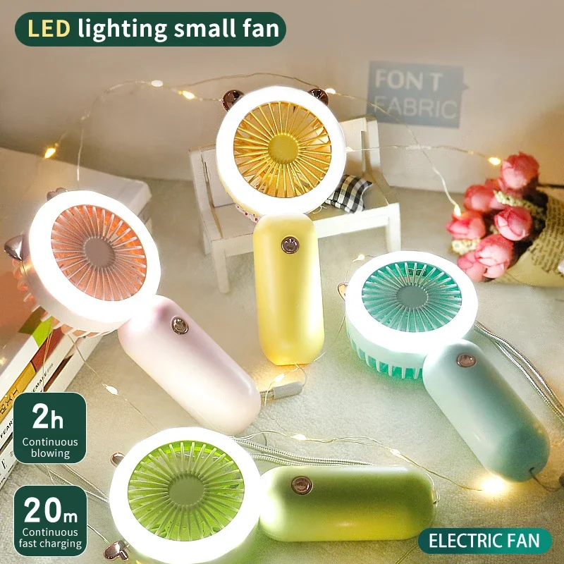 

Mini Portable Fan USB Rechargeable Night Light Cooling Handheld Fan Three Speed Adjust ventilador