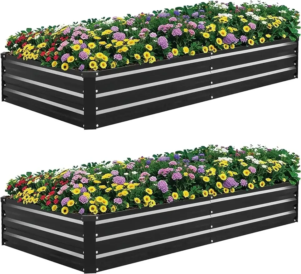 

%a 6x3x1/8x4x1/8x4x2/12x4x1FT 1/2Pack Galvanized Raised Garden Bed Outdoor for Vegetables Flowers Herbs,Raised Bed Planter Box