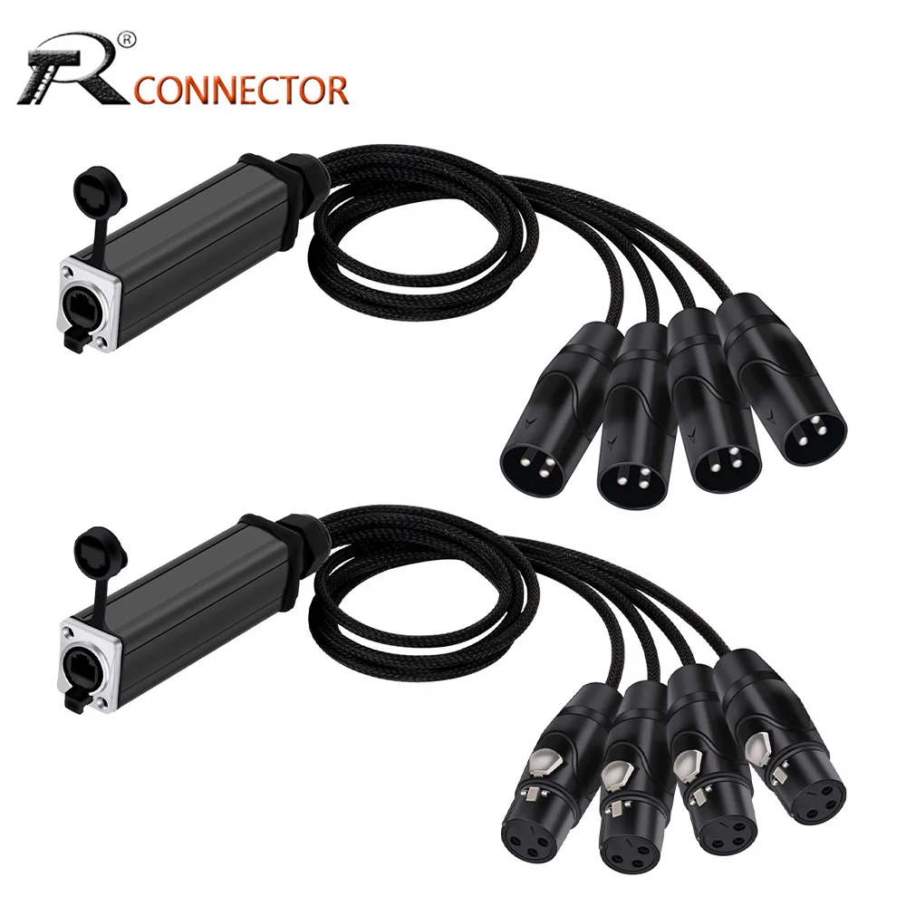 

New Design Network Converter RJ45 CAT5 Female to 4 Channel 3Pins XLR Male/Female Connector Cable Audio Adaptor Signal Extender