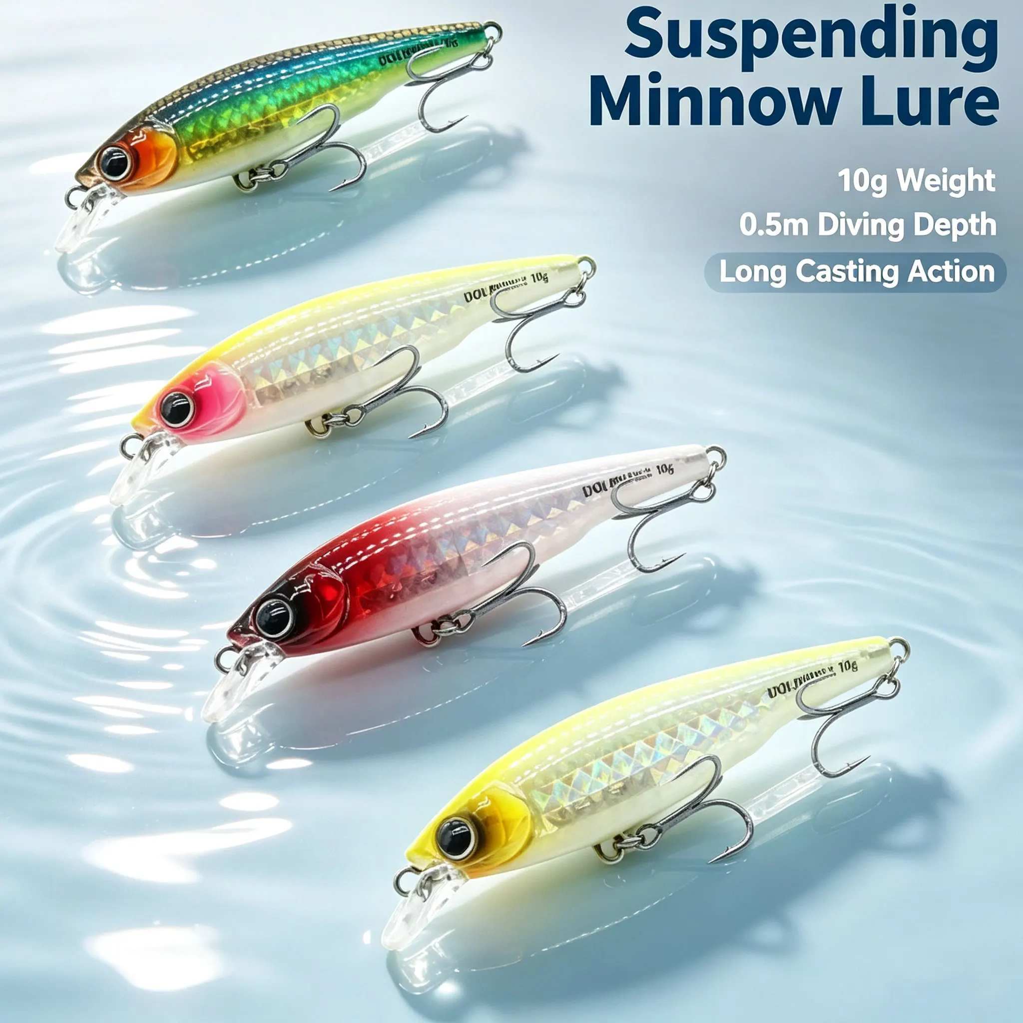 1 pièce 10g Leurre Minnow Suspendu à Lancer Longue Distance avec Transfert de Gravité, Leurre Dur